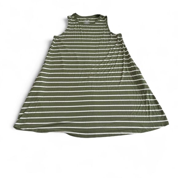 Time and Tru Striped Dress | Woman Size XXL | White & Green Rayon Blend - Picture 3 of 6